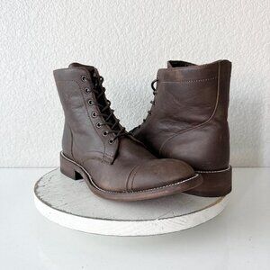 NEW Lane Mens Brown Ankle Boots Size 10 Lace-up Casual Genuine Leather Sole